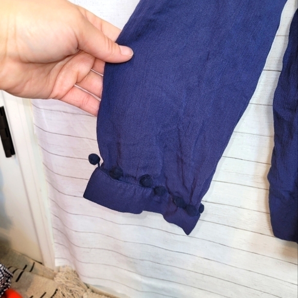 ALYA Open Front Peasant Floral Embroidered w Tassel Closure in Navy, sz Medium - Picture 3 of 13